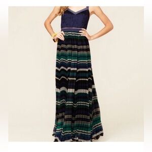 Free People Blue and Green Striped Maxi Dress